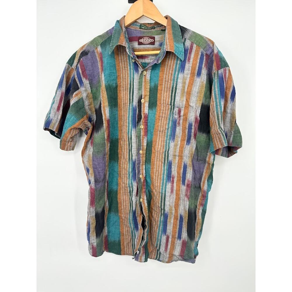 Vintage Newport Button Down Madras Shirt 100% Cotton Men Size XL Resort Vacation